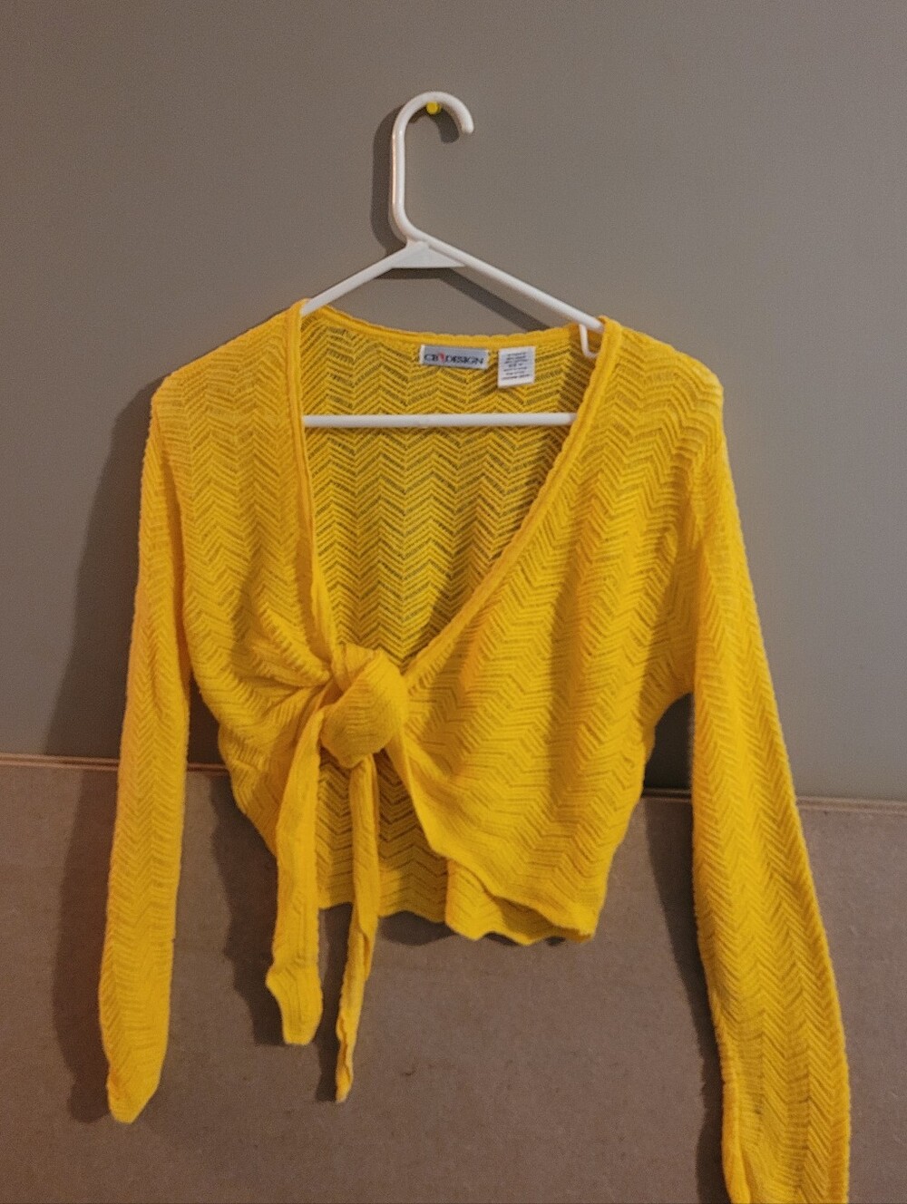 Cb Design Bright Yellow Tie-Front Women's Sweater M